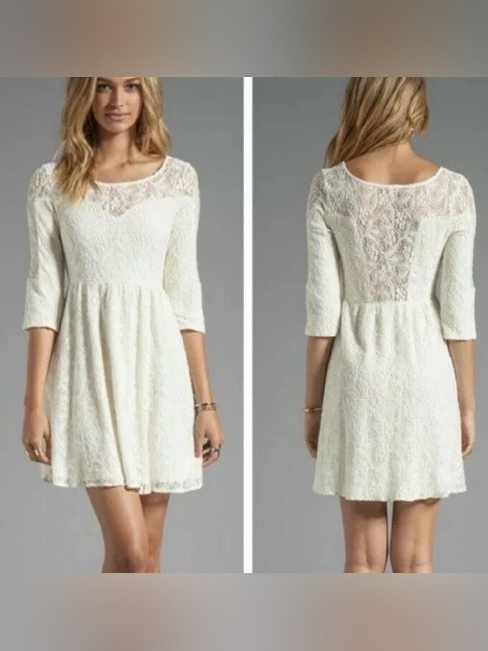 Free People “Shake It Up” Lace Mini Dress Cream